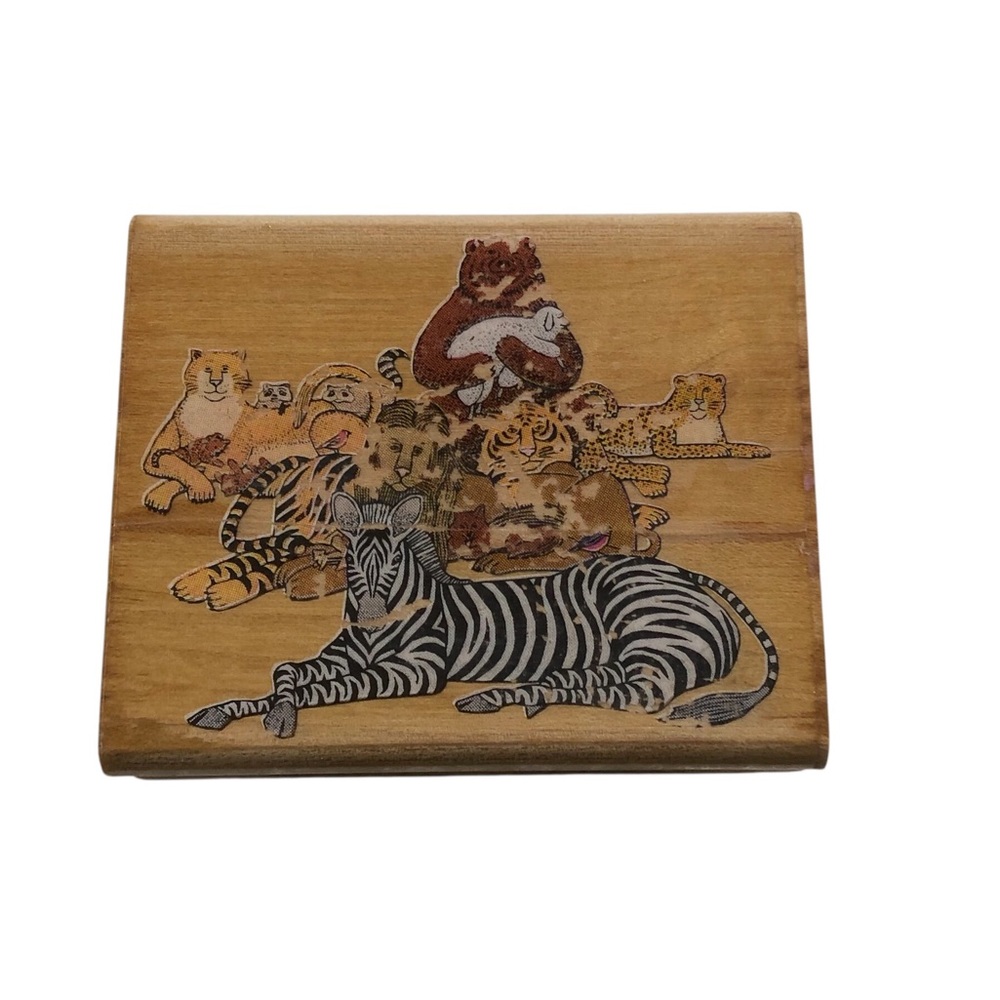Chumbuddies Animals Tiger Lion Bear Raccoon Charles Wysocki Wood Rubber Stamp
